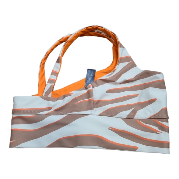 BEACH RIOT Leah bra top cloud cream zebra print orange cream brown sports bra M - Picture 6 of 15